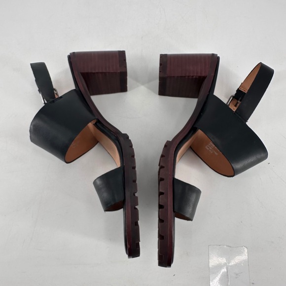 Madewell Kiera Lugsole Black Leather Block Heel Slingback Sandals  Size‎ 10.5 - Picture 4 of 11